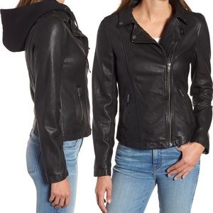 caslon leather jacket removable hood